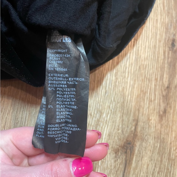 The Kooples Short Sleeve whimsigoth grunge black Velvet Rouched Mini Dress - Picture 9 of 9